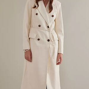 Avec Les Filles Cream Double-Breasted Trench Coat